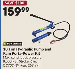 Princess Auto 10 Ton Hydraulic Pump and Ram Porta-Power Kit offer
