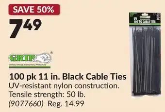 Princess Auto 100 pk 11 in. Black Cable Ties offer