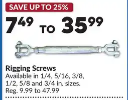Princess Auto Rigging Screws offer