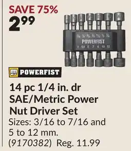 Princess Auto 14 pc 1/4 in. dr SAE/Metric Power Nut Driver Set offer