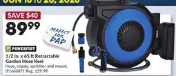 Princess Auto POWERFIST 1/2 in. x 65 ft Retractable Garden Hose Reel offer