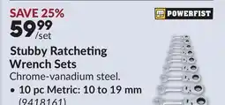 Princess Auto Stubby Ratcheting Wrench Sets offer