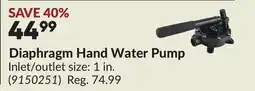 Princess Auto Diaphragm Hand Water Pump offer