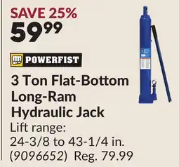 Princess Auto 3 Ton Flat-Bottom Long-Ram Hydraulic Jack offer