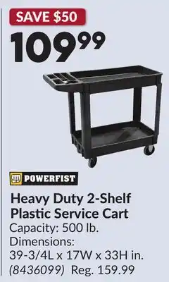 Princess Auto Heavy Duty 2-Shelf Plastic Service Cart offer