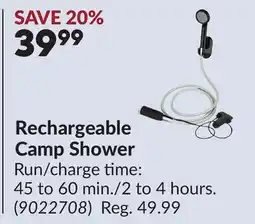Princess Auto Rechargeable Camp Shower offer