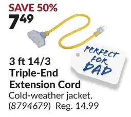 Princess Auto 3 ft 14/3 Triple-End Extension Cord offer