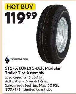 Princess Auto ST175/80R13 5-Bolt Modular Trailer Tire Assembly offer