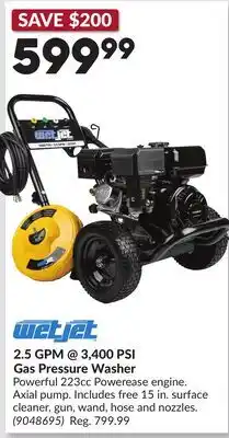 Princess Auto Wetjet 2.5 GPM @ 3,400 PSI Gas Pressure Washer offer