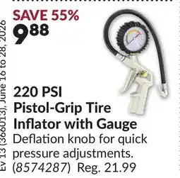 Princess Auto 220 PSI Pistol-Grip Tire Inflator with Gauge offer