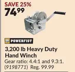 Princess Auto 3,200 lb Heavy Duty Hand Winch offer