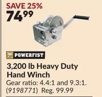 Princess Auto 3,200 lb Heavy Duty Hand Winch offer