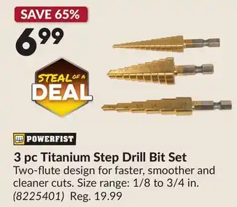 Princess Auto 3 pc Titanium Step Drill Bit Set offer