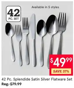 Kitchen Stuff Plus 42 Pc. Splendide Satin Silver Flatware Set offer