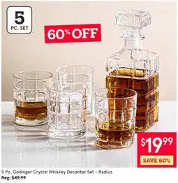 Kitchen Stuff Plus 5 Pc. Godinger Crystal Whiskey Decanter Set-Radius offer