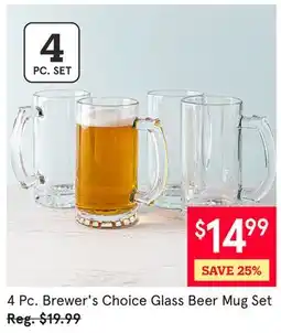 Kitchen Stuff Plus 4 Pc. Brewer's Choice Glass Beer Mug Set offer