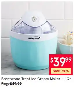 Kitchen Stuff Plus Brentwood Treat Ice Cream Maker-1 Qt offer