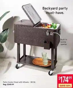 Kitchen Stuff Plus Patio Cooler Chest with Wheels-80 Qt offer