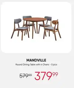 Meubles RD Mandville - Round Dining Table with 4 Chairs - Grey offer