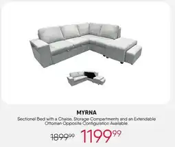Meubles RD Myrna - Sectional Bed with Left-Facing Chaise, Storage Compartments and an Extendable Ottoman offer