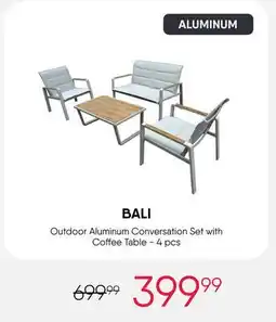 Meubles RD Bali - Outdoor Aluminum Conversation Set with Coffee Table - 4 pcs offer