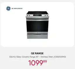 Meubles RD GE Range Stainless 30 Electric Glass-Ceramic - JCSS630SMSS offer