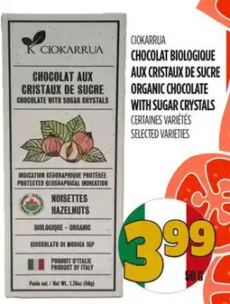 Marches Tau CIOKARRUA CHOCOLAT BIOLOGIQUE AUX CRISTAUX DE SUCRE offer