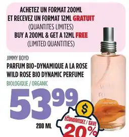 Marches Tau PARFUM BIO-DYNAMIQUE A LA ROSE JIMMY BOYD offer