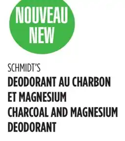 Marches Tau DEODORANT AU CHARBON ET MAGNESIUM SCHMIDT'S offer