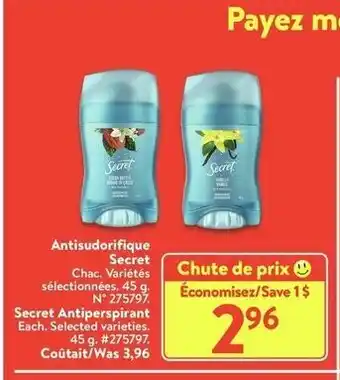 Walmart Antisudorifique Secret offer