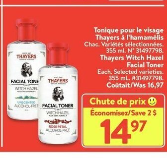Walmart Thayers Witch Hazel Facial Toner offer