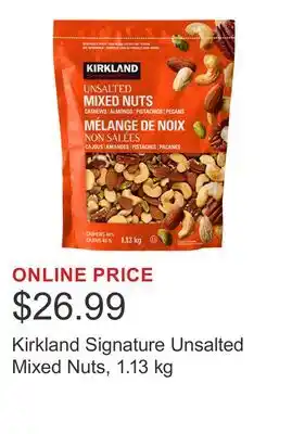 Costco Kirkland Signature Unsalted Mixed Nuts offer