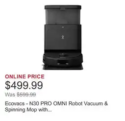 Costco Ecovacs - N30 PRO OMNI Robot Vacuum & Spinning Mop with Auto-Cleaning Station offer