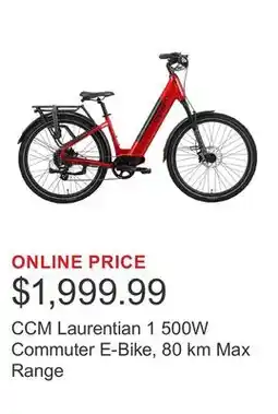 Costco CCM Laurentian 1 500W Commuter E-Bike, 80 km Max Range offer