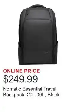 Costco Nomatic Essential Travel Backpack, 20L-30L, Black offer