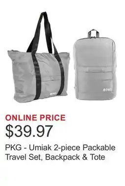 Costco PKG - Umiak 2-piece Packable Travel Set, Backpack & Tote offer