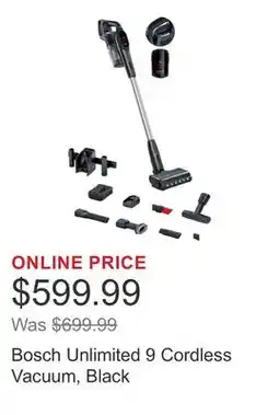 Costco Bosch Unlimited 9 Cordless Vacuum, Black offer