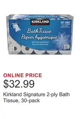 Costco Kirkland Signature 2-ply Bath Tissue, 30-pack offer