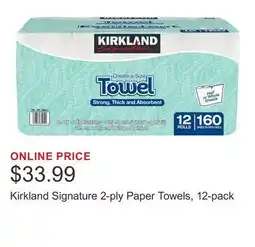 Costco Kirkland Signature 2-ply Paper Towels, 12-pack offer