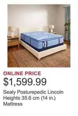 Costco Sealy Posturepedic Lincoln Heights 35.6 cm (14 in.) Mattress offer