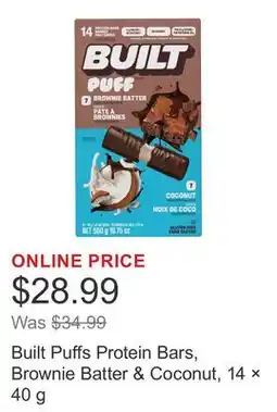Costco Built Puffs Protein Bars, Brownie Batter & Coconut, 14 × offer