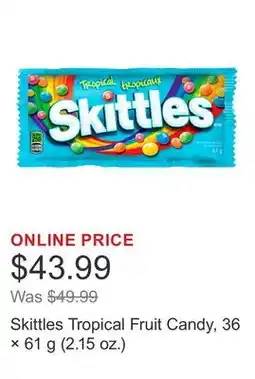Costco Skittles Tropical Fruit Candy, 36 × 61 g (2.15 oz.) offer
