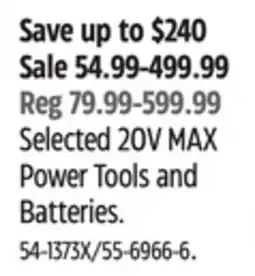 Canadian Tire DEWALT Selected 20V MAX Power Tools and Batteries offer