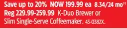 Canadian Tire Keurig K-Duo Brewer or Slim Single-Serve Coffeemaker offer