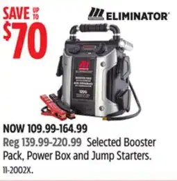Canadian Tire ELIMINATOR Selected Booster Pack, Power Box and Jump Starters offer