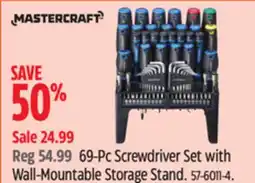 Canadian Tire MASTERCRAFT 69-Pc Screwdriver Set with Wall-Mountable Storage Stand offer