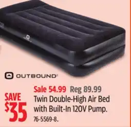 Canadian Tire OUTBOUND Twin Double-High Air Bed with Built-In 120V Pump offer