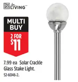 Canadian Tire For Living Solar Crackle Glass Stake Light offer