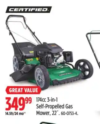 Canadian Tire CERTIFIED 174cc 3-in-1 Self-Propelled Gas Mower, 22 offer