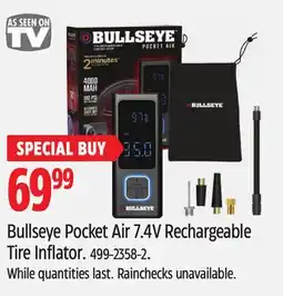 Canadian Tire Bullseye Pocket Air 7.4V Rechargeable Tire Inflator offer